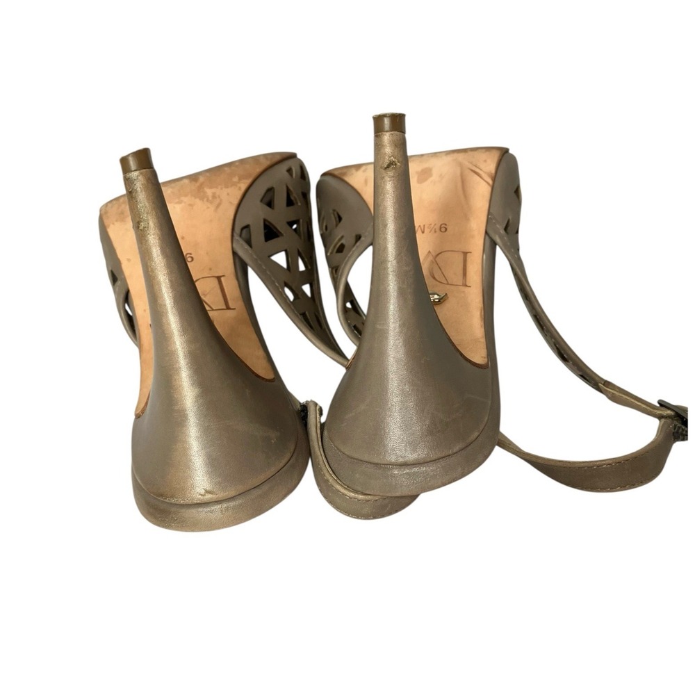 Diane VonFurstenberg Slingback Pointed‎ Toe Cutout Heels Size 9.5M Tan Leather - Picture 13 of 13